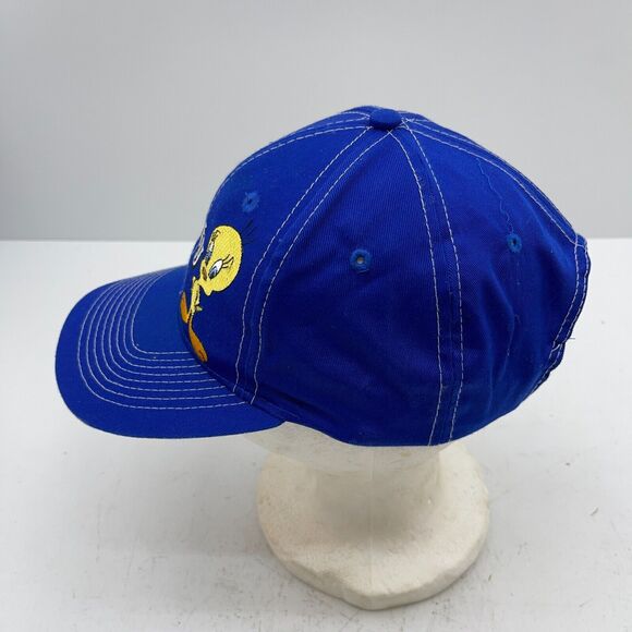 1998 Looney Tunes Tweety Bird Hat Cap Embroidered Blue Strapback Vintage - Picture 2 of 13